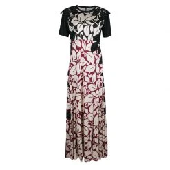 Marc Jacobs Leaf Printed Embroidered Short Sleeve Maxi Dress M For Women