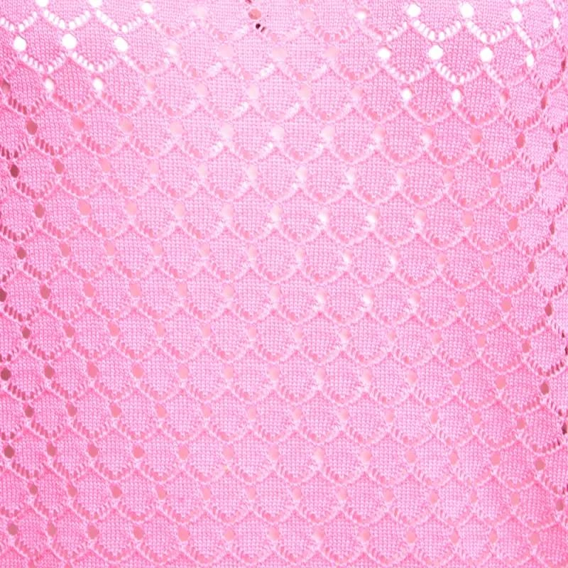 Marc Jacobs Pink Rib Trim Perforated Cotton Knit Top M For Women 4 Marc Jacobs Pink Rib Trim Perforated Cotton Knit Top M For Women - Image 4