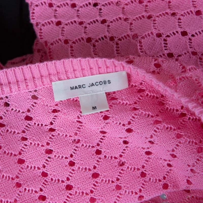 Marc Jacobs Pink Rib Trim Perforated Cotton Knit Top M For Women 5 Marc Jacobs Pink Rib Trim Perforated Cotton Knit Top M For Women - Image 5