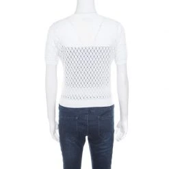 Marc Jacobs White Perforated Fish Scale Pattern Knit Crop Top S For Women -Marc Jacobs shop luxury women marc jacobs used clothes p171022 007
