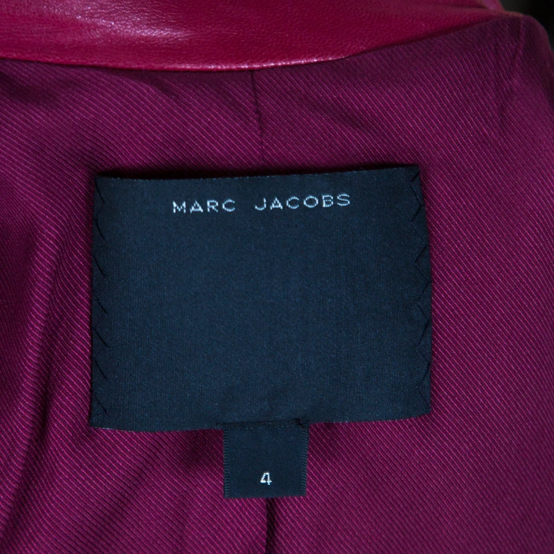Marc Jacobs Brick Red Leather Quilted Shoulder Biker Jacket S For Women 5 Marc Jacobs Brick Red Leather Quilted Shoulder Biker Jacket S For Women - Image 5