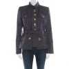 Marc Jacobs Indigo Twill Wool Patch Pocket Detail Belted Jacket M For Women