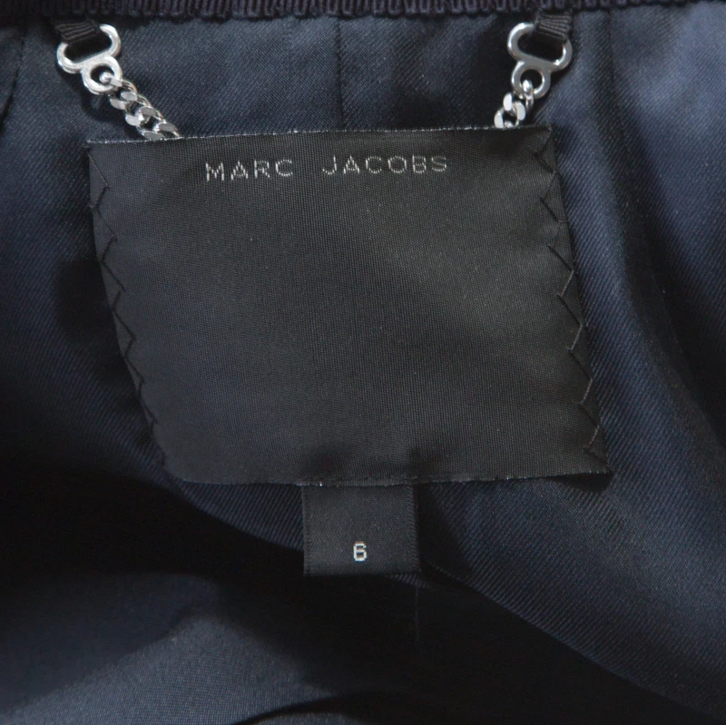 Marc Jacobs Indigo Twill Wool Patch Pocket Detail Belted Jacket M For Women 5 Marc Jacobs Indigo Twill Wool Patch Pocket Detail Belted Jacket M For Women - Image 5