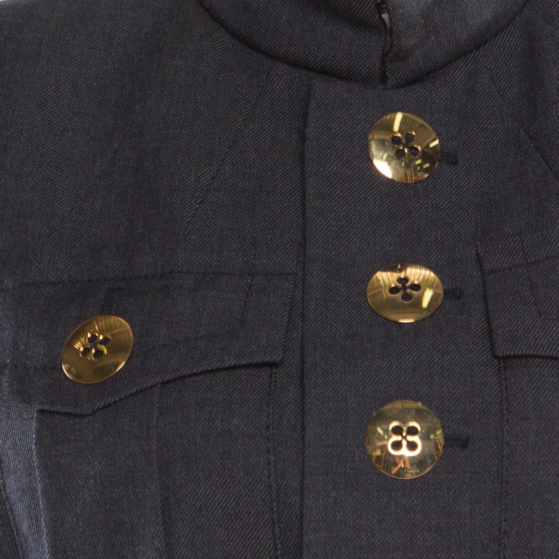 Marc Jacobs Indigo Twill Wool Patch Pocket Detail Belted Jacket M For Women 4 Marc Jacobs Indigo Twill Wool Patch Pocket Detail Belted Jacket M For Women - Image 4