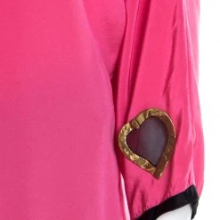 Marc Jacobs Pink Silk Contrast Heart Applique Dolman Sleeve Blouse L For Women -Marc Jacobs shop luxury women marc jacobs used clothes p197378 003