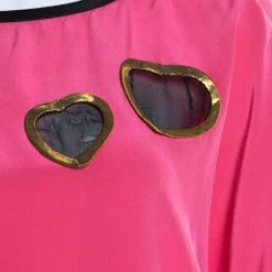 Marc Jacobs Pink Silk Contrast Heart Applique Dolman Sleeve Blouse L For Women -Marc Jacobs shop luxury women marc jacobs used clothes p197378 004