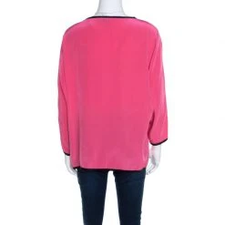 Marc Jacobs Pink Silk Contrast Heart Applique Dolman Sleeve Blouse L For Women -Marc Jacobs shop luxury women marc jacobs used clothes p197378 006