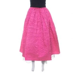 Marc Jacobs Hot Pink Crinkled Silk Tulle Layered Maxi Skirt M For Women -Marc Jacobs shop luxury women marc jacobs used clothes p206890 001
