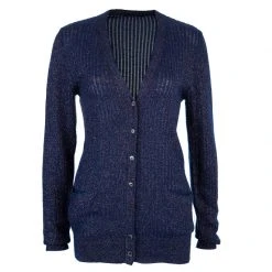 Marc Jacobs Blue Metallic Cardigan M For Women