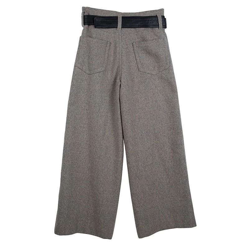 Marc Jacobs Grey Wool Wide Leg Belted Trousers M For Women 2 Marc Jacobs Grey Wool Wide Leg Belted Trousers M For Women - Image 2