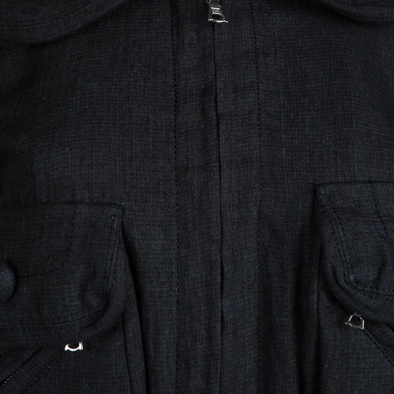 Marc Jacobs Grey Linen Zip Front Cropped Jacket M For Women 4 Marc Jacobs Grey Linen Zip Front Cropped Jacket M For Women - Image 4