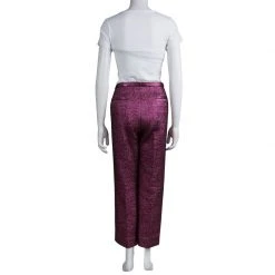 Marc Jacobs Metallic Pink Wool Trousers XL For Women -Marc Jacobs shop luxury women marc jacobs used clothes p79670 003