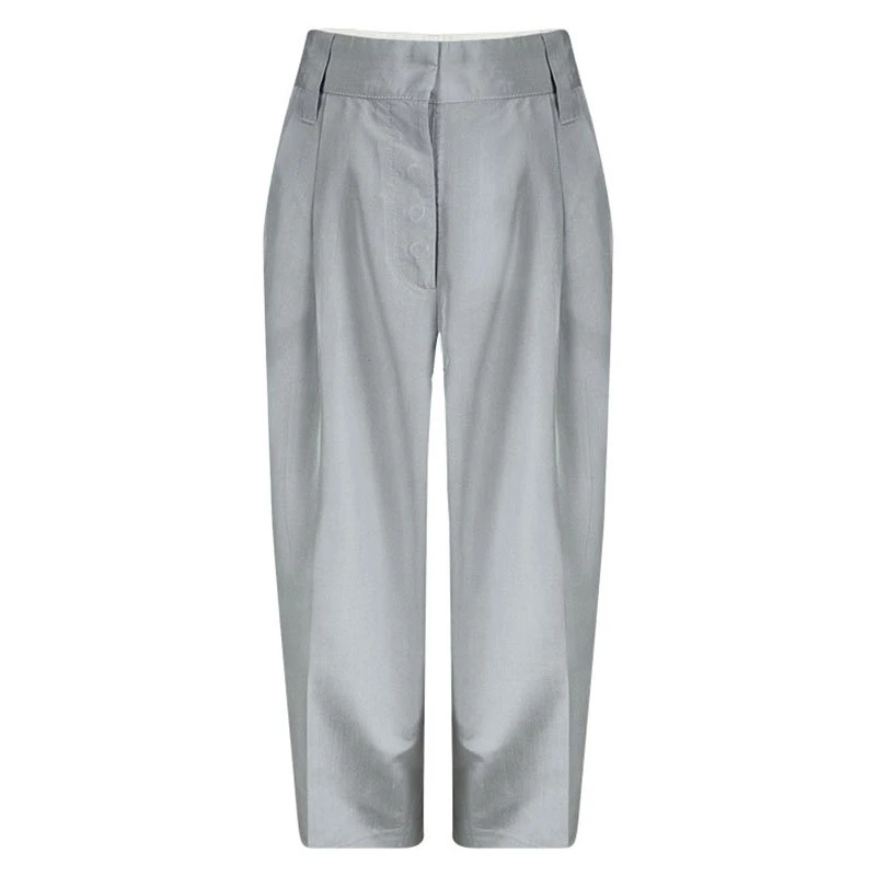 Marc Jacobs Grey Silk Wide Leg Ankle Length Trousers L For Women 1 Marc Jacobs Grey Silk Wide Leg Ankle Length Trousers L For Women