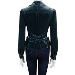Marc Jacobs Blue Velvet Bow Detail Belted Blazer S For Women -Marc Jacobs shop luxury women marc jacobs used clothes p91051 003