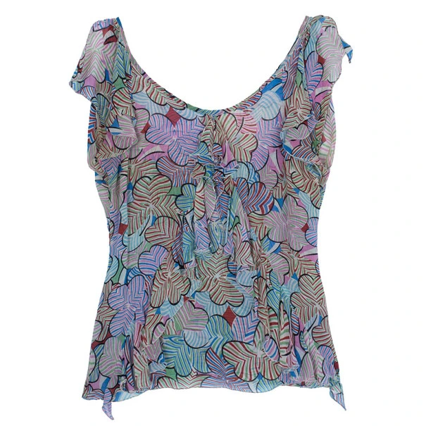 Marc Jacobs Silk Ruffle Trimmed Top XS For Women 1 Marc Jacobs Silk Ruffle Trimmed Top XS For Women