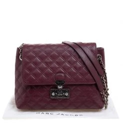 Marc Jacobs Burgundy Quilted Leather Baroque Shoulder Bag For Women -Marc Jacobs shop luxury women marc jacobs used handbags p102185 009