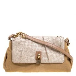 Marc Jacobs Light Brown Calfhair Crystal Embellished Shoulder Bag For Women