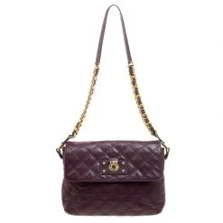 Marc Jacobs Burgundy Quilted Leather Shoulder Bag For Women