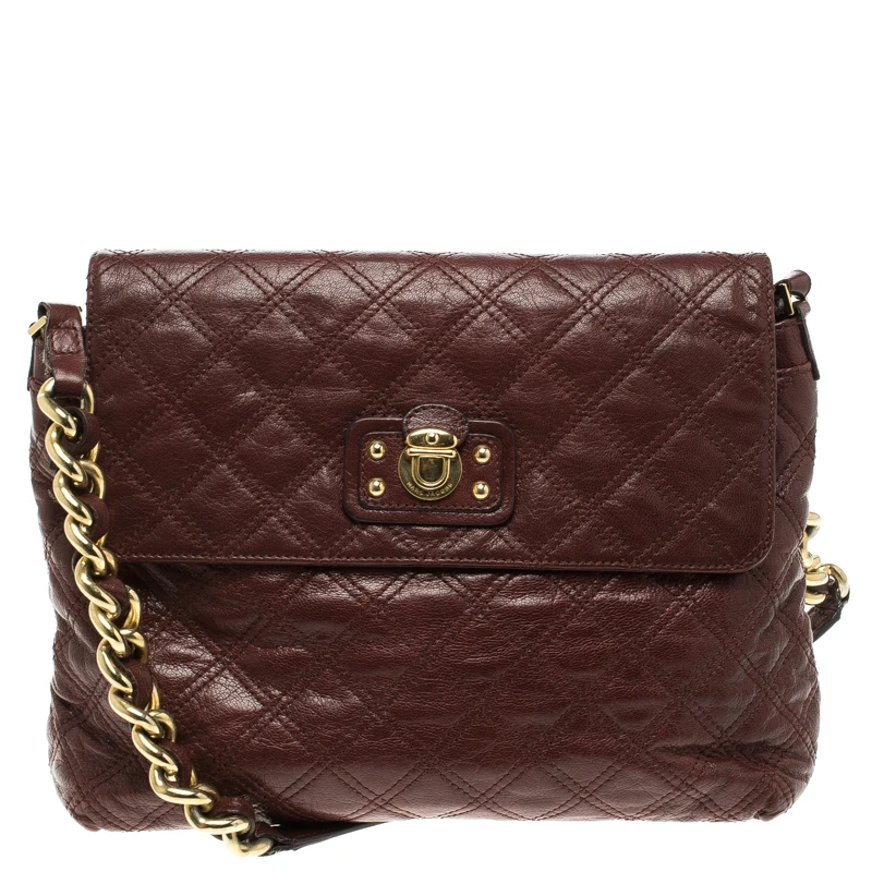 Marc Jacobs Burgundy Quilted Leather The XL Shoulder Bag For Women 1 Marc Jacobs Burgundy Quilted Leather The XL Shoulder Bag For Women