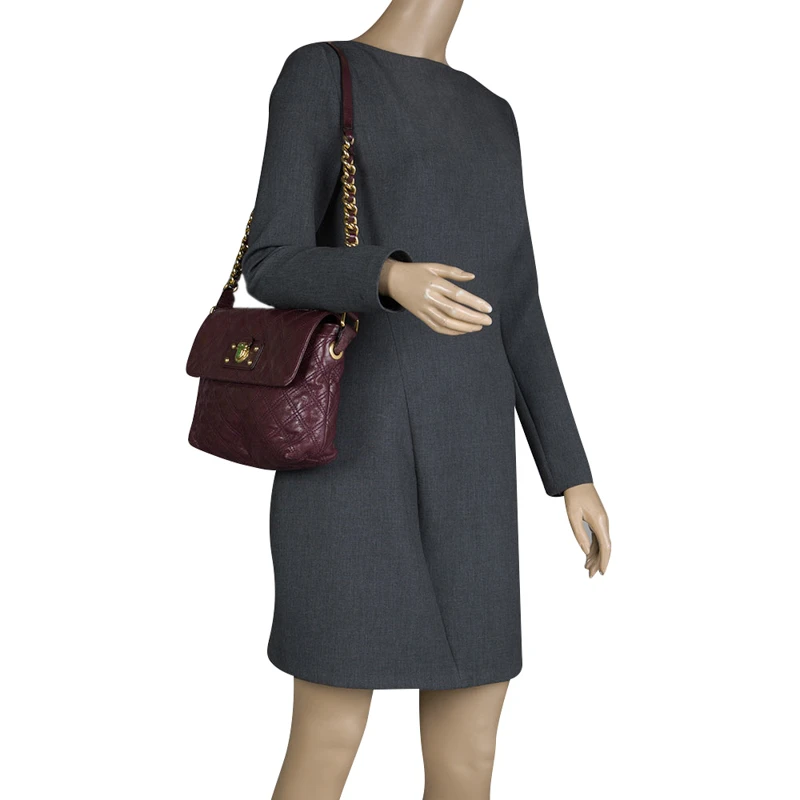 Marc Jacobs Burgundy Quilted Leather The XL Shoulder Bag For Women 2 Marc Jacobs Burgundy Quilted Leather The XL Shoulder Bag For Women - Image 2