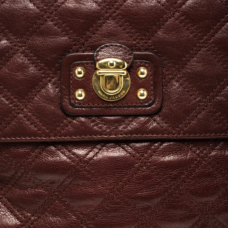 Marc Jacobs Burgundy Quilted Leather The XL Shoulder Bag For Women 5 Marc Jacobs Burgundy Quilted Leather The XL Shoulder Bag For Women - Image 5