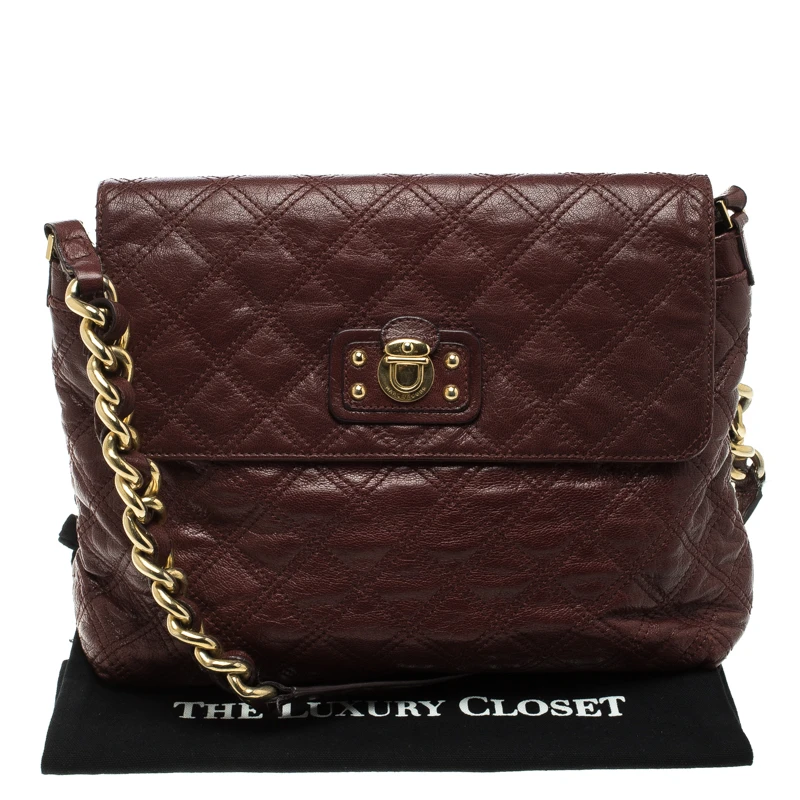 Marc Jacobs Burgundy Quilted Leather The XL Shoulder Bag For Women 10 Marc Jacobs Burgundy Quilted Leather The XL Shoulder Bag For Women - Image 10
