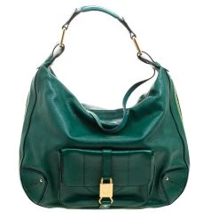 Marc Jacobs Green Glazed Leather Expandable Hobo For Women