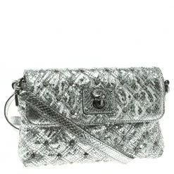 Marc Jacobs Silver Quilted Python Embossed Leather Crossbody Bag For Women 13 Marc Jacobs Silver Quilted Python Embossed Leather Crossbody Bag For Women -Marc Jacobs shop luxury women marc jacobs used handbags p123992 0003