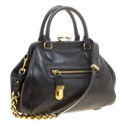 Marc Jacobs Black Leather Stam Satchel For Women -Marc Jacobs shop luxury women marc jacobs used handbags p146702 0003