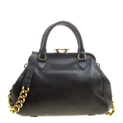 Marc Jacobs Black Leather Stam Satchel For Women -Marc Jacobs shop luxury women marc jacobs used handbags p146702 0004