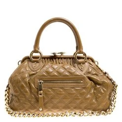 Marc Jacobs Khaki Quilted Leather Stam Shoulder Bag For Women