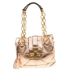 Marc Jacobs Rose Gold Quilted Leather Shoulder Bag For Women