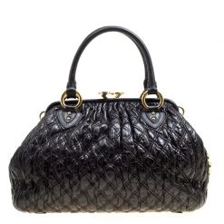Marc Jacobs Black Quilted Leather Stam Top Handle Bag For Women 14 Marc Jacobs Black Quilted Leather Stam Top Handle Bag For Women -Marc Jacobs shop luxury women marc jacobs used handbags p167327 006