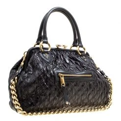 Marc Jacobs Black Quilted Leather Stam Top Handle Bag For Women 13 Marc Jacobs Black Quilted Leather Stam Top Handle Bag For Women -Marc Jacobs shop luxury women marc jacobs used handbags p167327 007