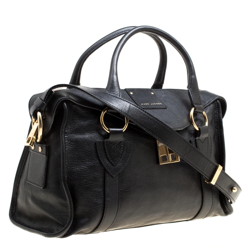 Marc Jacobs Black Leather Wellington Fulton Top Handle Bag For Women 3 Marc Jacobs Black Leather Wellington Fulton Top Handle Bag For Women - Image 3