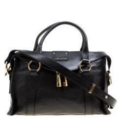 Marc Jacobs Black Leather Wellington Fulton Top Handle Bag For Women
