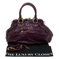 Marc Jacobs Purple Leather Safety Pin Stam Top Handle Bag For Women -Marc Jacobs shop luxury women marc jacobs used handbags p180525 003