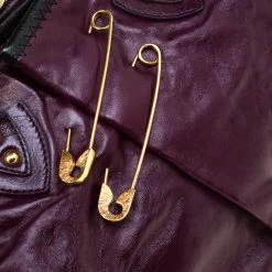 Marc Jacobs Purple Leather Safety Pin Stam Top Handle Bag For Women -Marc Jacobs shop luxury women marc jacobs used handbags p180525 007