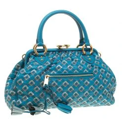 Marc Jacobs Blue Quilted Leather Robert Leslie Stam Top Handle Bag For Women 13 Marc Jacobs Blue Quilted Leather Robert Leslie Stam Top Handle Bag For Women -Marc Jacobs shop luxury women marc jacobs used handbags p180528 004