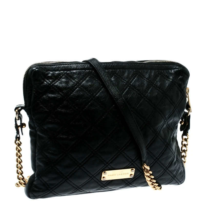 Marc Jacobs Black Quilted Leather IPad Chain Crossbody Bag For Women 3 Marc Jacobs Black Quilted Leather IPad Chain Crossbody Bag For Women - Image 3