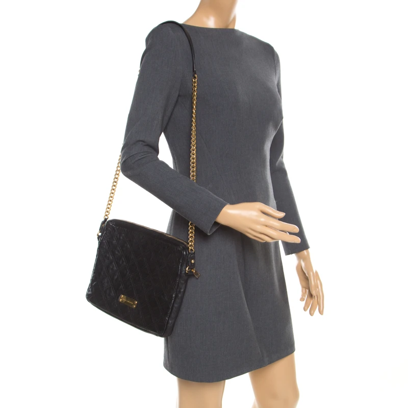 Marc Jacobs Black Quilted Leather IPad Chain Crossbody Bag For Women 2 Marc Jacobs Black Quilted Leather IPad Chain Crossbody Bag For Women - Image 2