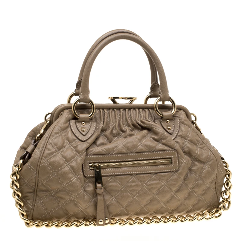 Marc Jacobs Light Brown Quilted Leather Stam Shoulder Bag For Women 3 Marc Jacobs Light Brown Quilted Leather Stam Shoulder Bag For Women - Image 3