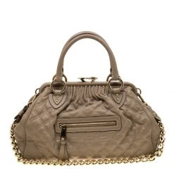 Marc Jacobs Light Brown Quilted Leather Stam Shoulder Bag For Women