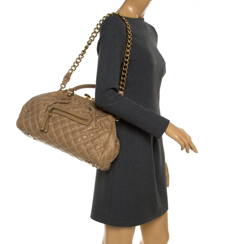 Marc Jacobs Light Brown Quilted Leather Stam Shoulder Bag For Women 2 Marc Jacobs Light Brown Quilted Leather Stam Shoulder Bag For Women - Image 2
