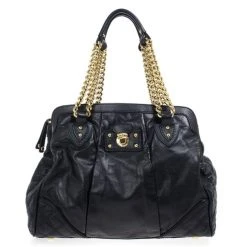 Marc Jacobs Black Leather Mix Quilted Classic East-West Tote Bag For Women