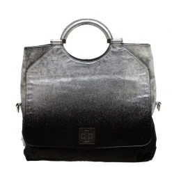 Marc Jacobs Black/Silver Ombre Leather Top Handle Bag For Women