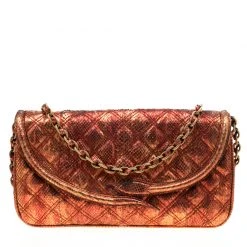 Marc Jacobs Red/Gold Snakeskin Flap Shoulder Bag For Women