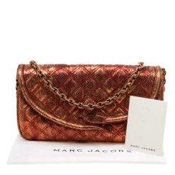 Marc Jacobs Red/Gold Snakeskin Flap Shoulder Bag For Women -Marc Jacobs shop luxury women marc jacobs used handbags p204865 008
