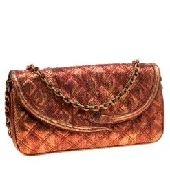 Marc Jacobs Red/Gold Snakeskin Flap Shoulder Bag For Women -Marc Jacobs shop luxury women marc jacobs used handbags p204865 010