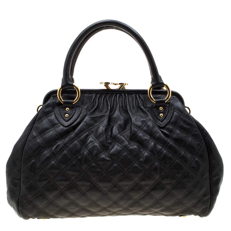 Marc Jacobs Black Quilted Leather Stam Shoulder Bag For Women 4 Marc Jacobs Black Quilted Leather Stam Shoulder Bag For Women - Image 4